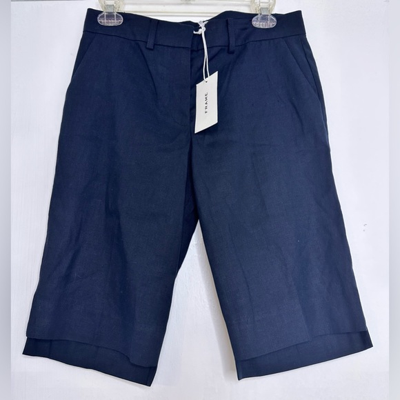 NWT FRAME Linen Blend Capri Trouser Shorts, Size 2 - Picture 2 of 11
